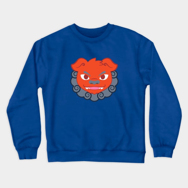 Red Komainu Lion Dog Crewneck Sweatshirt by kaeru